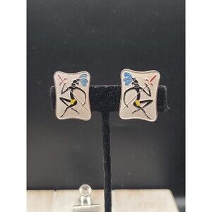 Vintage Germany white dancing clip on earrings